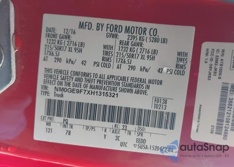 2017 Ford Transit Connect Xlt из США, поврежденный, VIN NM0GE9F7XH1315321